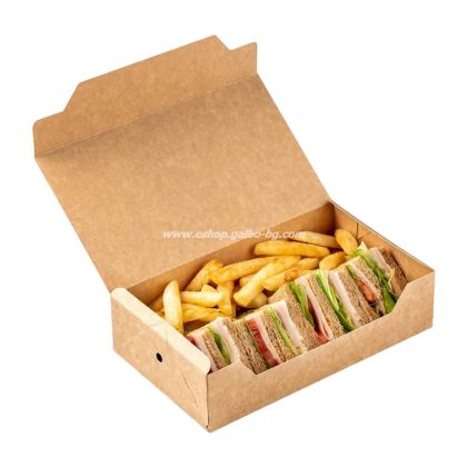 Картонена кутия за клуб сандвич GAIA LINE - PLASTIC FREE,  22*13*5,5 см - 25 бр / 500 бр  