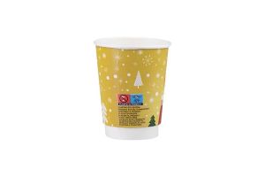 Картонена двустенна чаша 8 оз - 200 мл,  CHRISTMAS 5  DESIGNS  MIX - 500 бр
