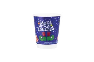 Картонена двустенна чаша 8 оз - 200 мл,  CHRISTMAS 5  DESIGNS  MIX - 500 бр
