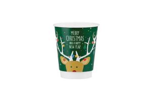Картонена двустенна чаша 8 оз - 200 мл,  CHRISTMAS 5  DESIGNS  MIX - 500 бр