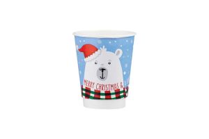 Картонена двустенна чаша 8 оз - 200 мл,  CHRISTMAS 5  DESIGNS  MIX - 500 бр