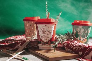 Картонена двустенна чаша 14 оз - 350 мл,  CHRISTMAS 5  DESIGNS  MIX - 500 бр