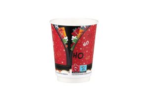 Картонена двустенна чаша 14 оз - 350 мл,  CHRISTMAS 5  DESIGNS  MIX - 500 бр