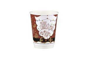 Картонена двустенна чаша 14 оз - 350 мл,  CHRISTMAS 5  DESIGNS  MIX - 500 бр