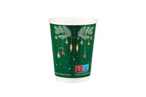 Картонена двустенна чаша 14 оз - 350 мл,  CHRISTMAS 5  DESIGNS  MIX - 500 бр
